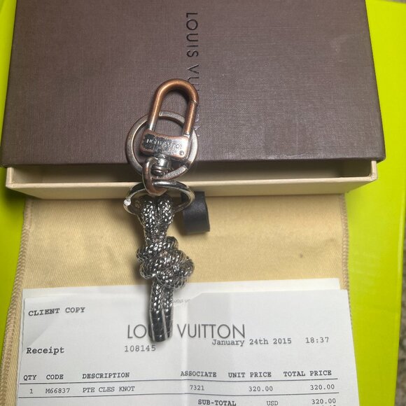 Authentic Louis Vuitton Vintage Silver Tone Knot Bag Charm Key Holder - Picture 6 of 16